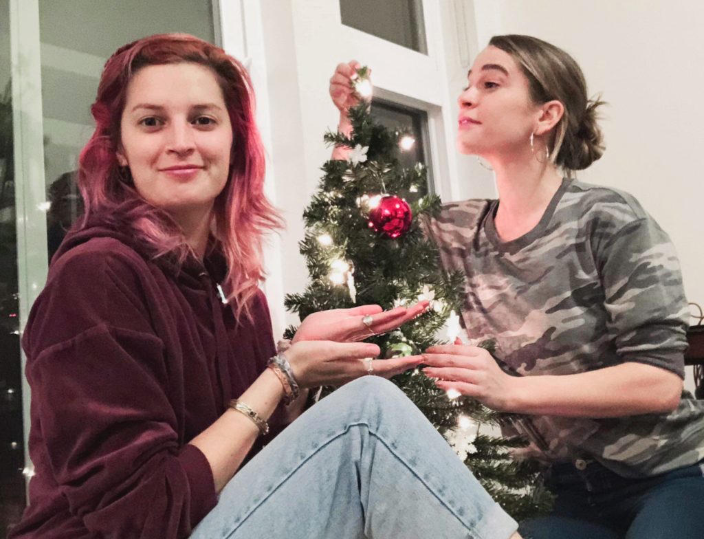 Lynsey and I with a Christmas tree